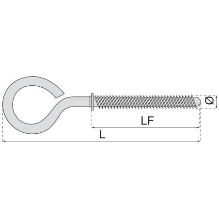 Piton à vis - Ø 4 mm - métaux avec embase acier zingue blanc