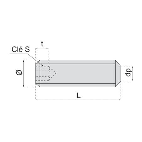 Vis métaux sans tête hexagonale creuse bout plat acier brut