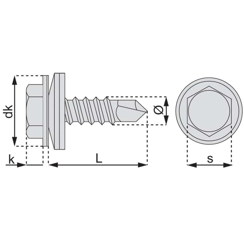 Vis autoperceuse tête hexagonale à rondelle acier zongue blanc