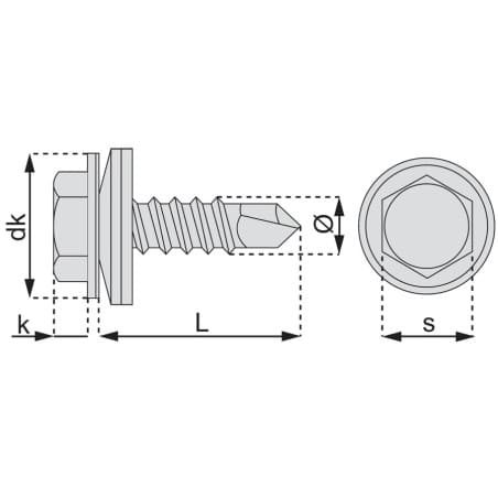 Vis autoperceuse tête hexagonale à rondelle acier zongue blanc