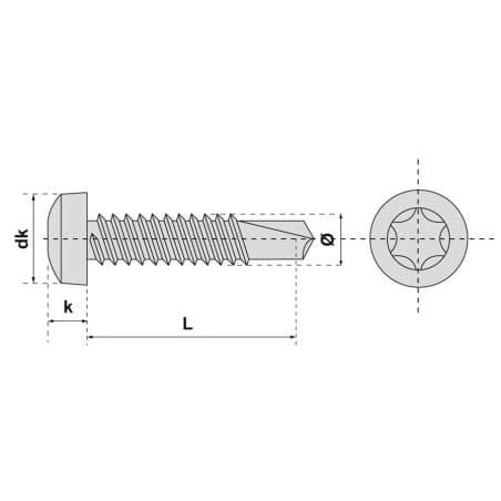 Vis autoperceuse tête cylindrique empreinte torx acier zingue blanc