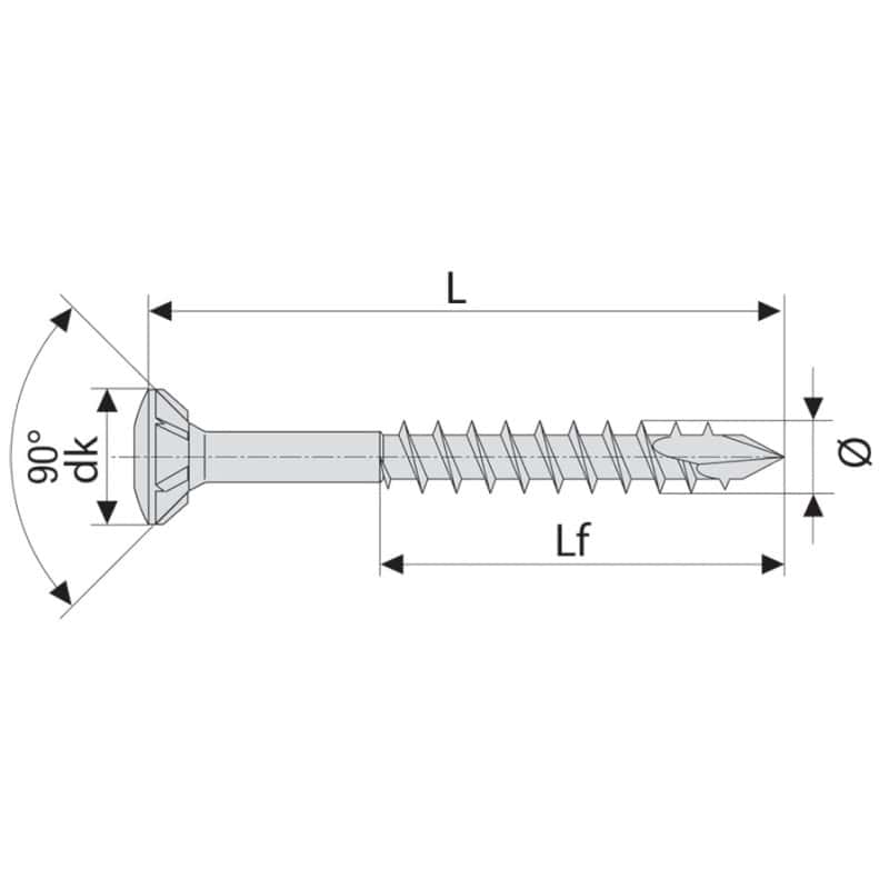 Vis spax-r tête fraisée crantée type torx inox A2 SPAX