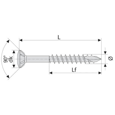 Vis spax-r tête fraisée crantée type torx inox A2 SPAX