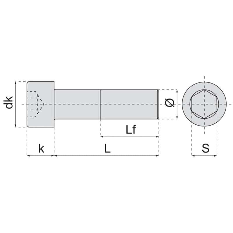 Vis métaux tête cylindrique empreinte hexagonale creuse inox A2