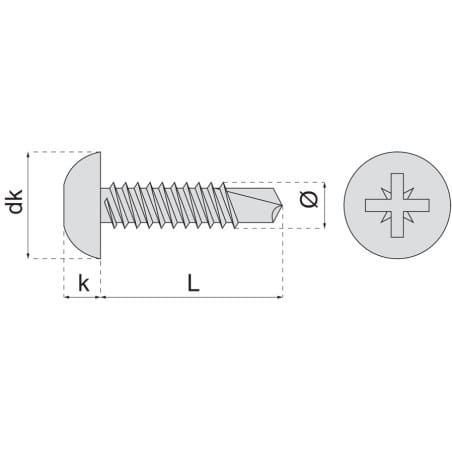Vis autoperceuse tête cylindrique empreinte pozidriv inox A2