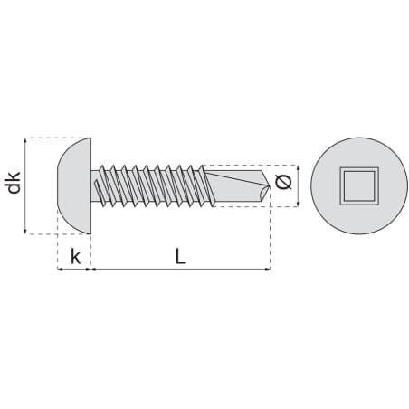 Vis autoperceuse tête cylindrique empreinte carrée inox A2