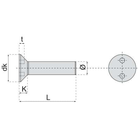 Vis métaux tête fraisée "snake eyes" inox A2
