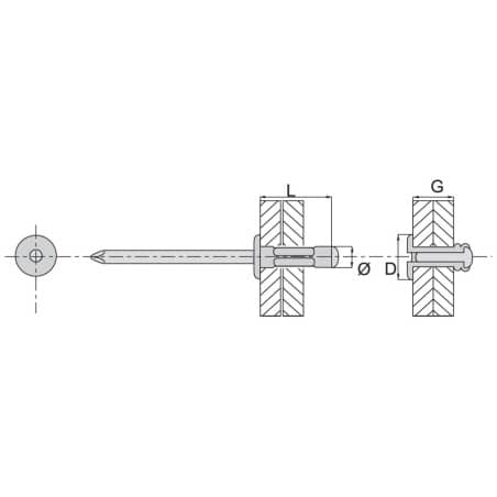 Rivet multi serrage alu/acier tête plate SCELL-IT