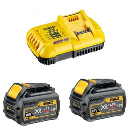 Pack chargeur + 2 batteries 18V/54V 6Ah/2Ah XR FLEXVOLT DEWALT DCB1118T2
