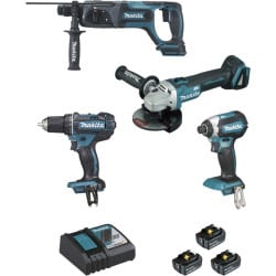 Lot 4 outils sans fil 18V 5Ah MAKITA