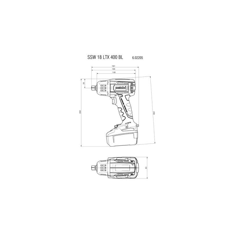 Boulonneuse à choc 18 V 5 AHSSW18LTX400BL METABO