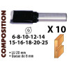 Coffret aluminium de 10 mèches droites carbure LEMAN 42870010