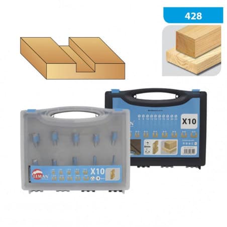Coffret de 10 mèches droites à rainer carbure Q8 mm LEMAN 428 700 10