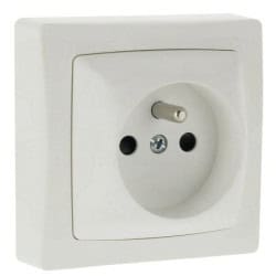 PRISE DE COURANT 2P+T A BORNES AUTOMATIQUES COMPLET BLANC