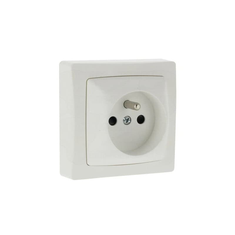 PRISE DE COURANT 2P+T A BORNES AUTOMATIQUES COMPLET BLANC