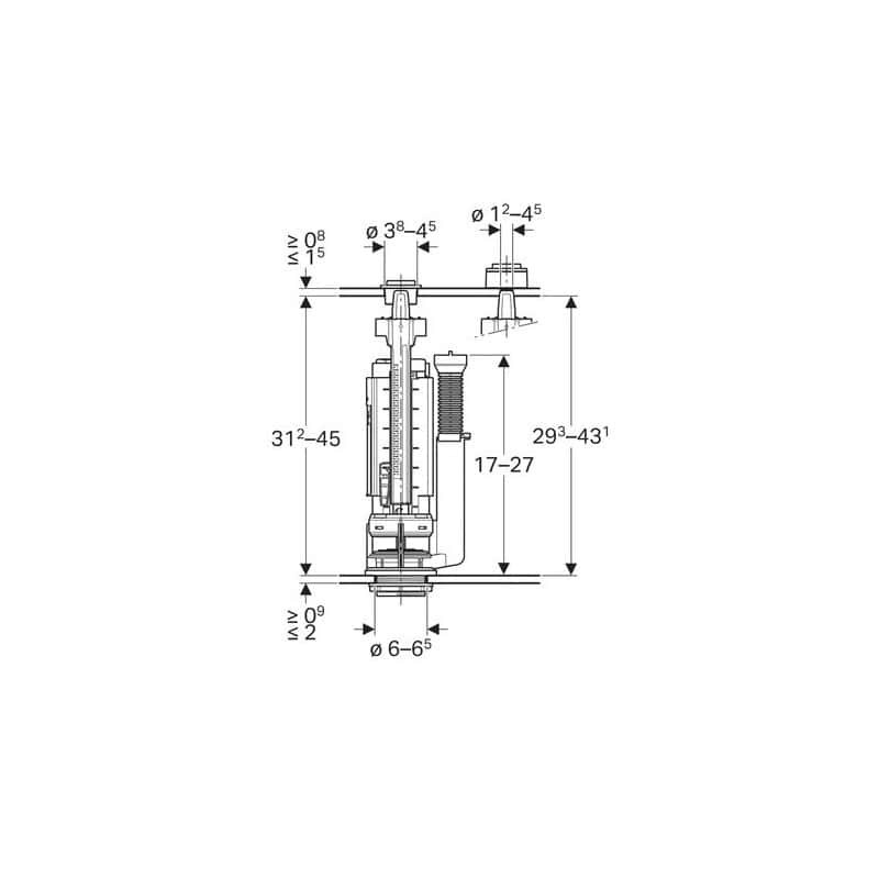 Mécanisme de chasse 290 DEBERIT 282.300.21.2