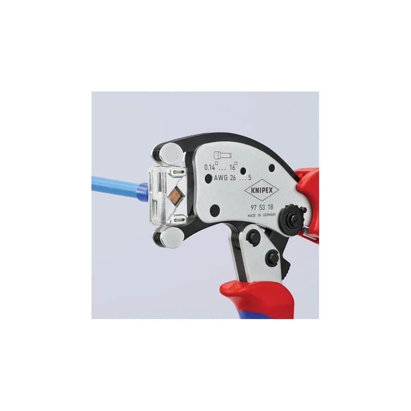Pince à sertir TWISTOR auto-ajustable pour embouts de câble KNIPEX 975318
