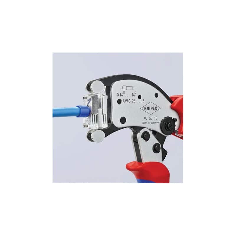 Pince à sertir TWISTOR auto-ajustable pour embouts de câble KNIPEX 975318