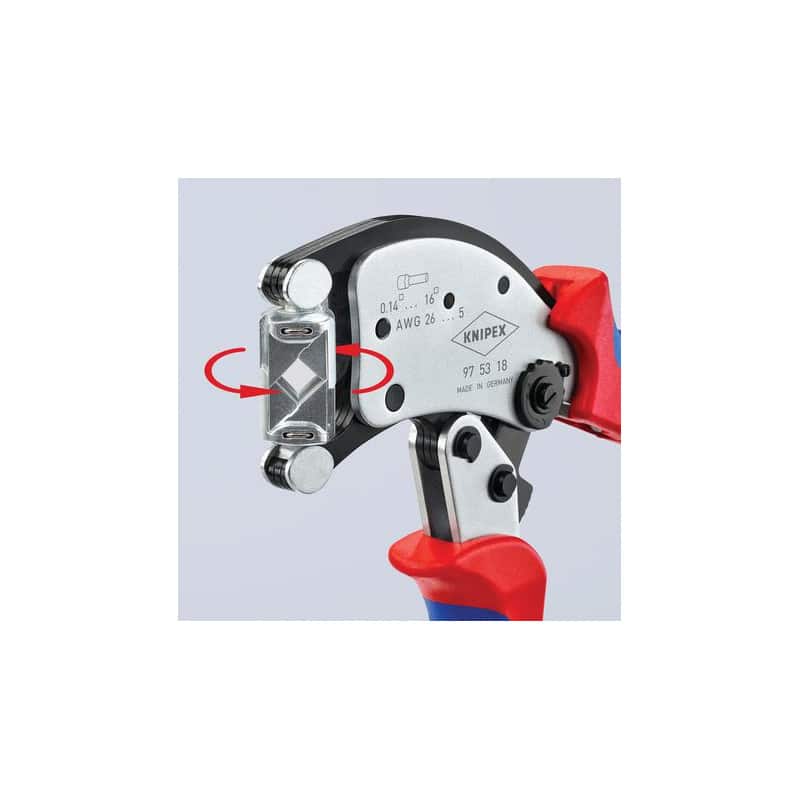 Pince à sertir TWISTOR auto-ajustable pour embouts de câble KNIPEX 975318