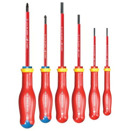 Jeu de 6 tournevis isolés Fente et pozidriv FACOM ATDVE.J6PB