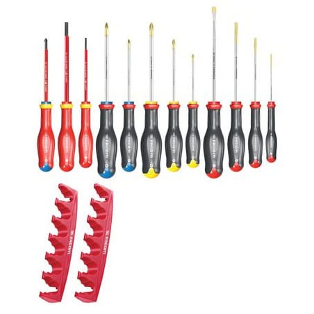 Jeu de 12 tournevis + rack fente / pozidriv / phillips FACOM AT.J12R1PB