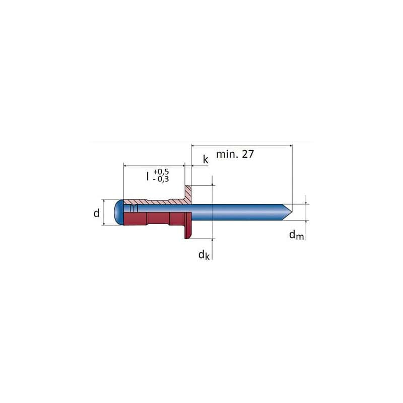Rivet aluminium / acier tête plate