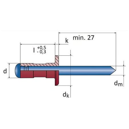 Rivet aluminium / acier tête plate