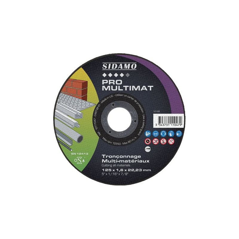 Disque à tronçonner Ø125 mm multi matériaux PRO MULTIMAT SIDAMO 10111047