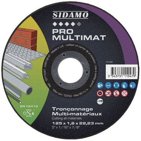Disque à tronçonner Ø125 mm multi matériaux PRO MULTIMAT SIDAMO 10111047