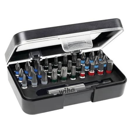 Coffret 30 embouts standard FENTE/PH/PZ/TORX/6 PANS + porte-embout  WIHA