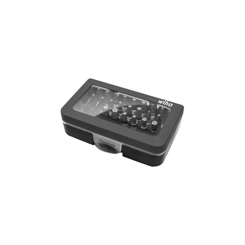 Coffret 30 embouts standard FENTE/PH/PZ/TORX/6 PANS + porte-embout  WIHA