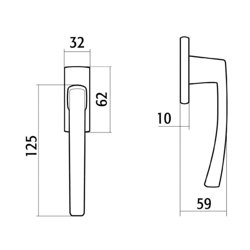 Poignée de fenêtre Minéral finition aluminium OPENLINE