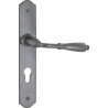 Poignée de porte réhaussé 2 côtés fer shérardisé gris patiné BRIONNE