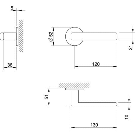 Béquille double sur rosace ronde finition titane SLIM 3095 ENDEX