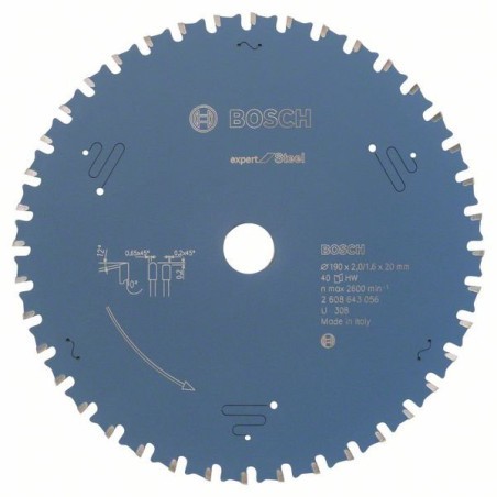 Lame scie carbure Ø 190 mm pour acier BOSCH 2608643056
