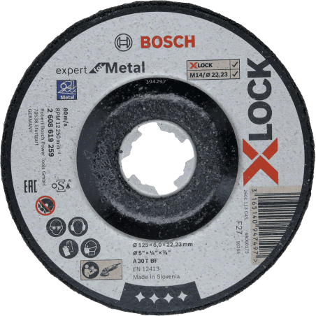 Disque abrasif déporté Expert for Metal Ø125 x 6 mm X-LOCK BOSCH 2608619259