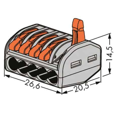 Borne avec levier 222 x50 - 2 conducteurs - WAGO 222-412