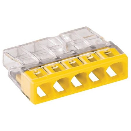 Borne 2273 x100 pour conducteur rigide - jaune 5 conducteurs WAGO 2273-205