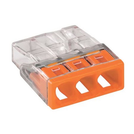 Borne 2273 x100 pour conducteur rigide - orange 3 conducteurs WAGO 2273-203