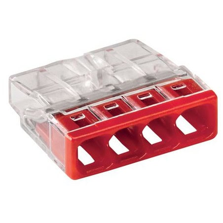 Borne 2273 x100 pour conducteur rigide - rouge 4 conducteurs WAGO 2273-204