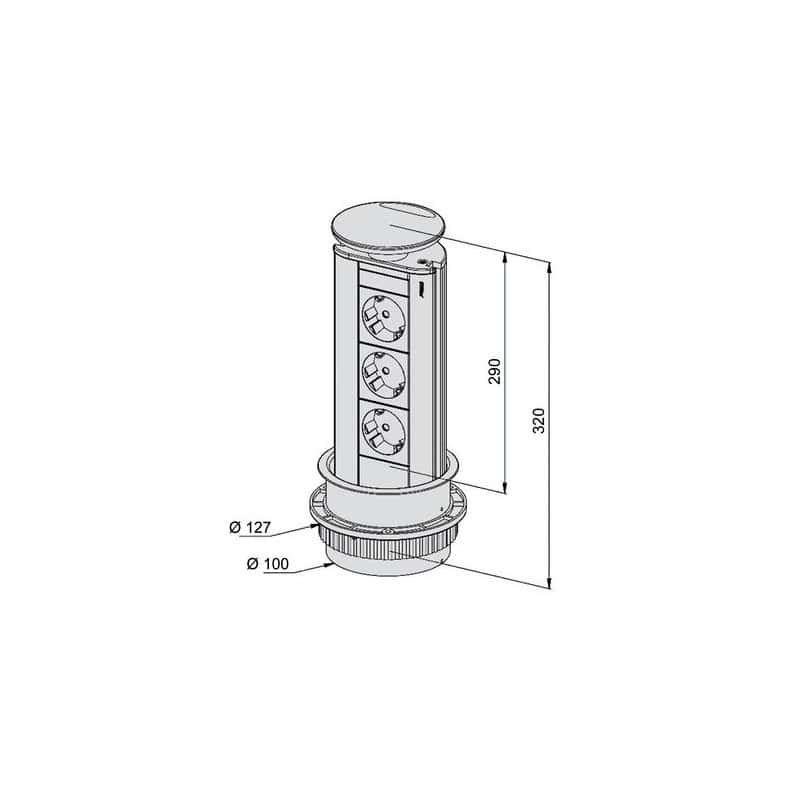 CLEM - BLOC-PRISES ESCAMOTABLE RONDE