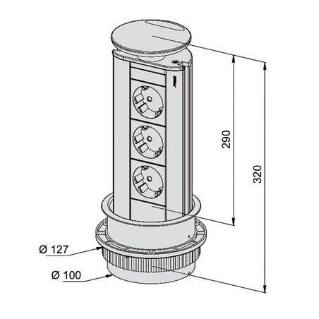 CLEM - BLOC-PRISES ESCAMOTABLE RONDE