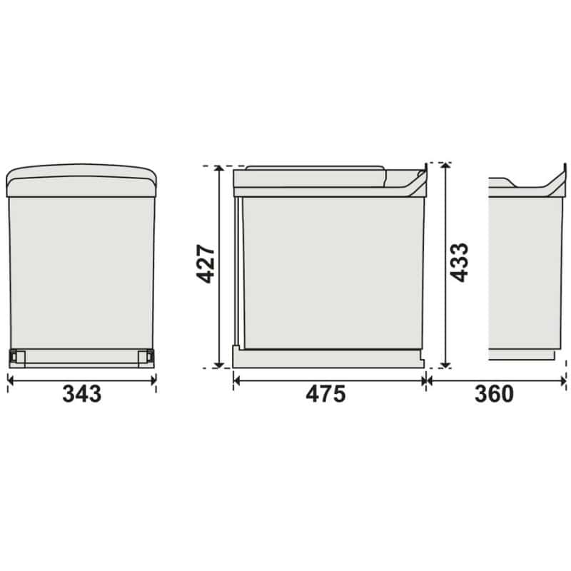 CLEM - Poubelle coulissante 42 litres GOLLINUCCI