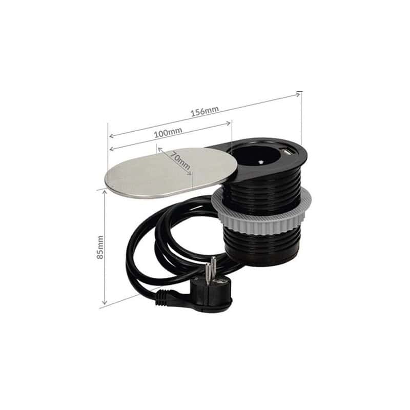 CLEM - Prise encastrable SLIDY avec cache SYNERCIA