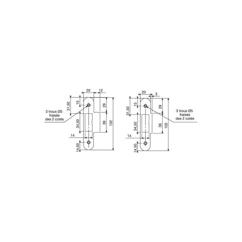Serrure série D 20 NF  Pêne dormant seul D 24 R - DSG24 VACHETTE