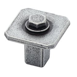 Bouton KENTUCKY carré zamak vieux fer METAKOR
