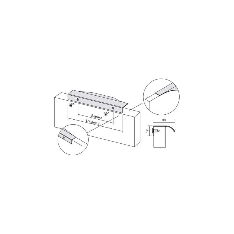 POIGNEE PROFIL NOMA 0254 ALUMINIUM