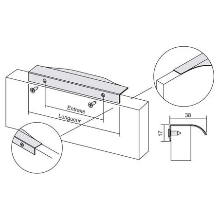 POIGNEE PROFIL NOMA 0254 ALUMINIUM