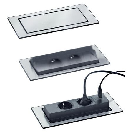 Bloc-prises rotative blackflip inox brossé EVOLINE 159271000300