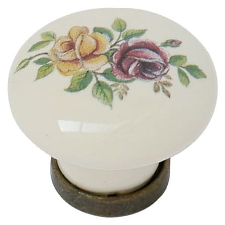 Bouton zamak porcelaine bronze ivoire fleur GIUSTI P04.01.00.04